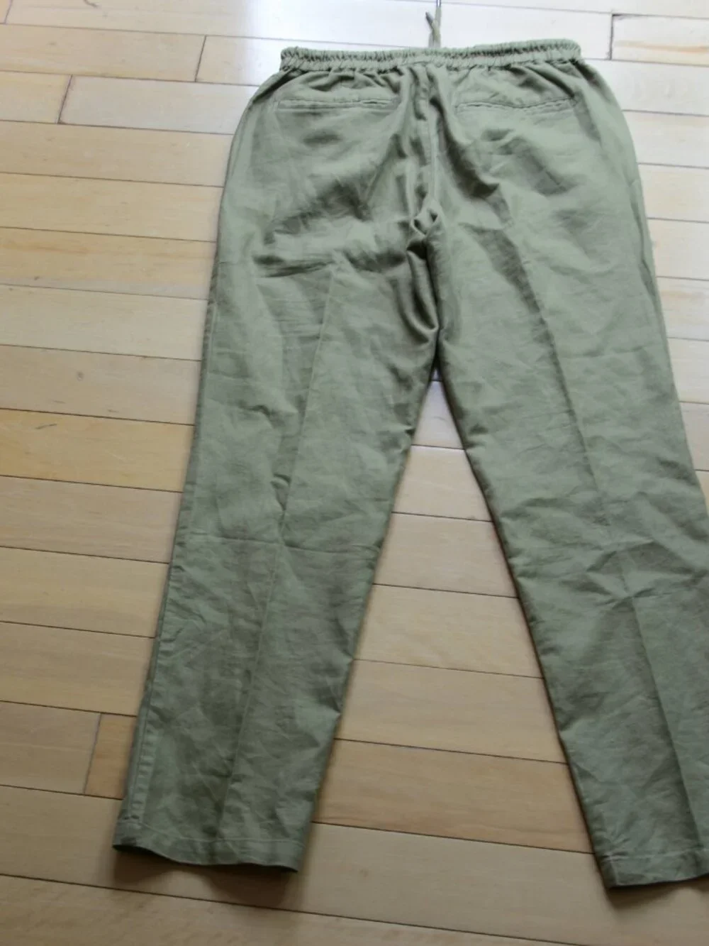 Quince Cotton Linen Twill Straight Leg Pants Army Green Size S